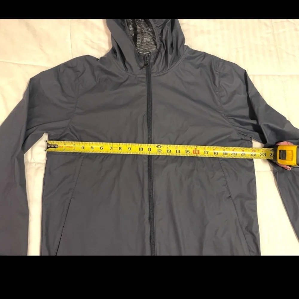 Quiksilver Men Windbreaker Rain Jacket Packable Pocket Charcoal Grey Sz Med